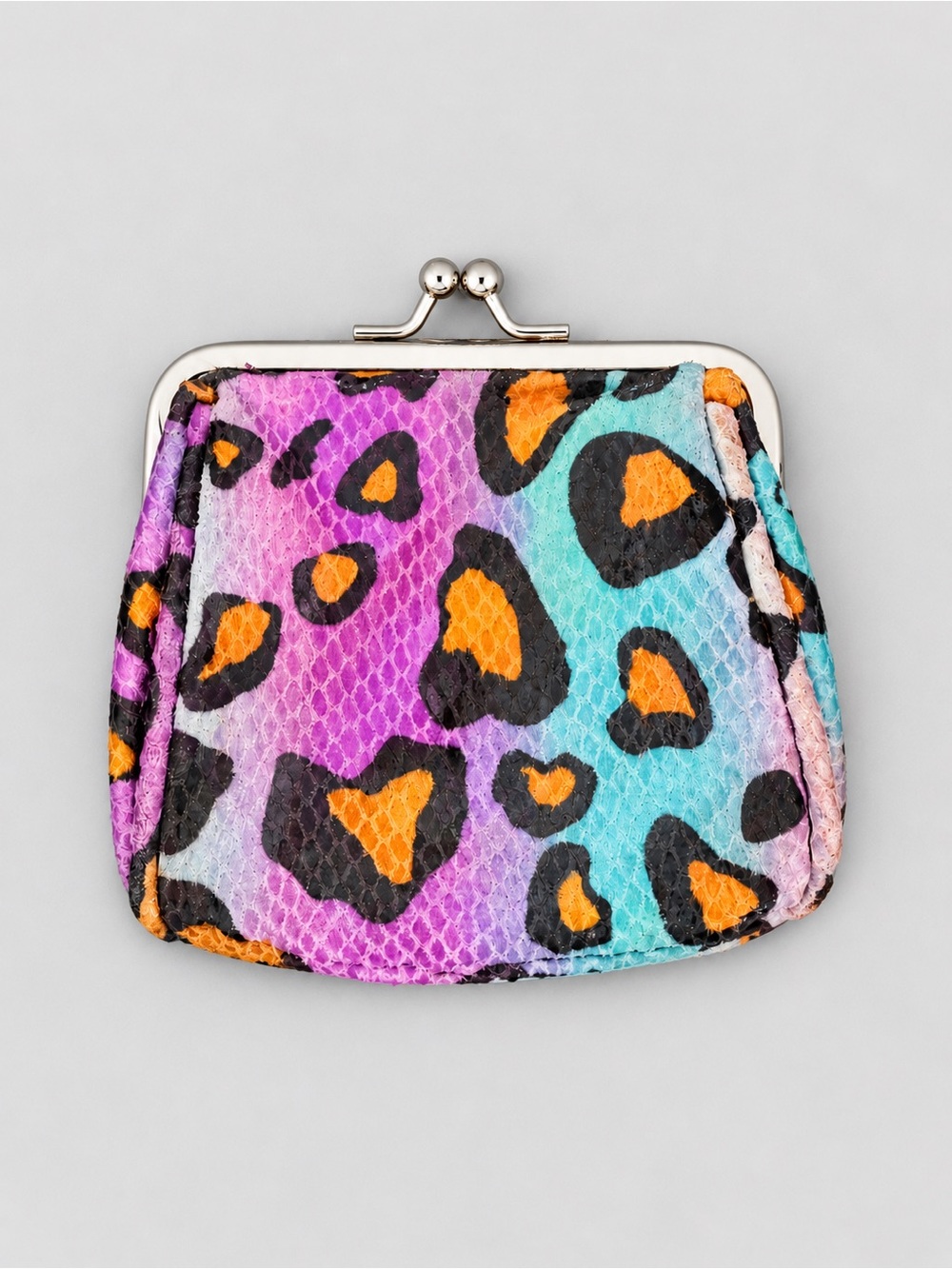 π3/33$ Multicolor Leopard Print Kiss-Lock Coin Purse - Picture 2 of 3